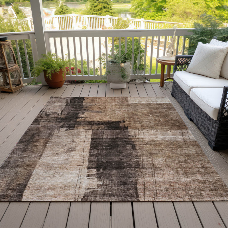 Tapis brun intérieur / extérieur lavable à la machine Cicel ACN1202, Rectangle 9 pi x 12 pi