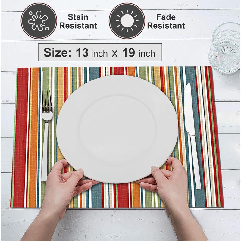 Multi Stripe Cotton Dining Table Placemats - Set Of 6