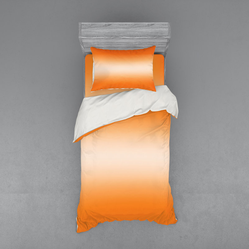Ensemble de housse de couette orange et microfibre moderne et contemporain, Housse de couette simple + 6 pièces supplémentai