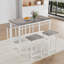 Table de salle à manger 5 pièces et quatre tabourets de bar, structure en métal, chêne blanc, peu encombrant, parfait pour le café