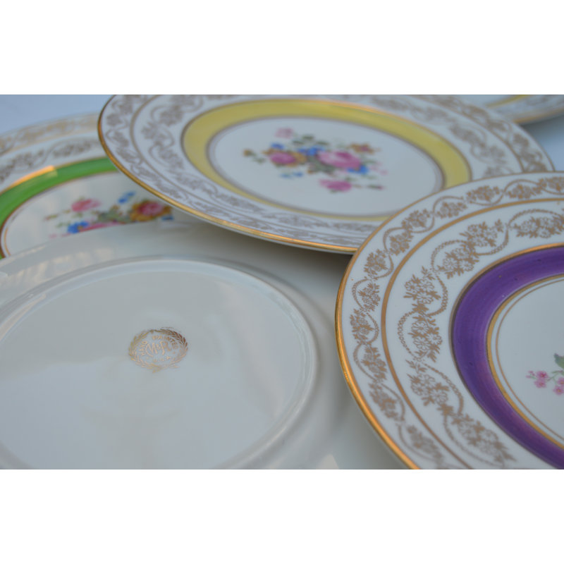 Assiette décorative faite à la main en porcelaine - ensemble de 5 et plus, Jaune/vert