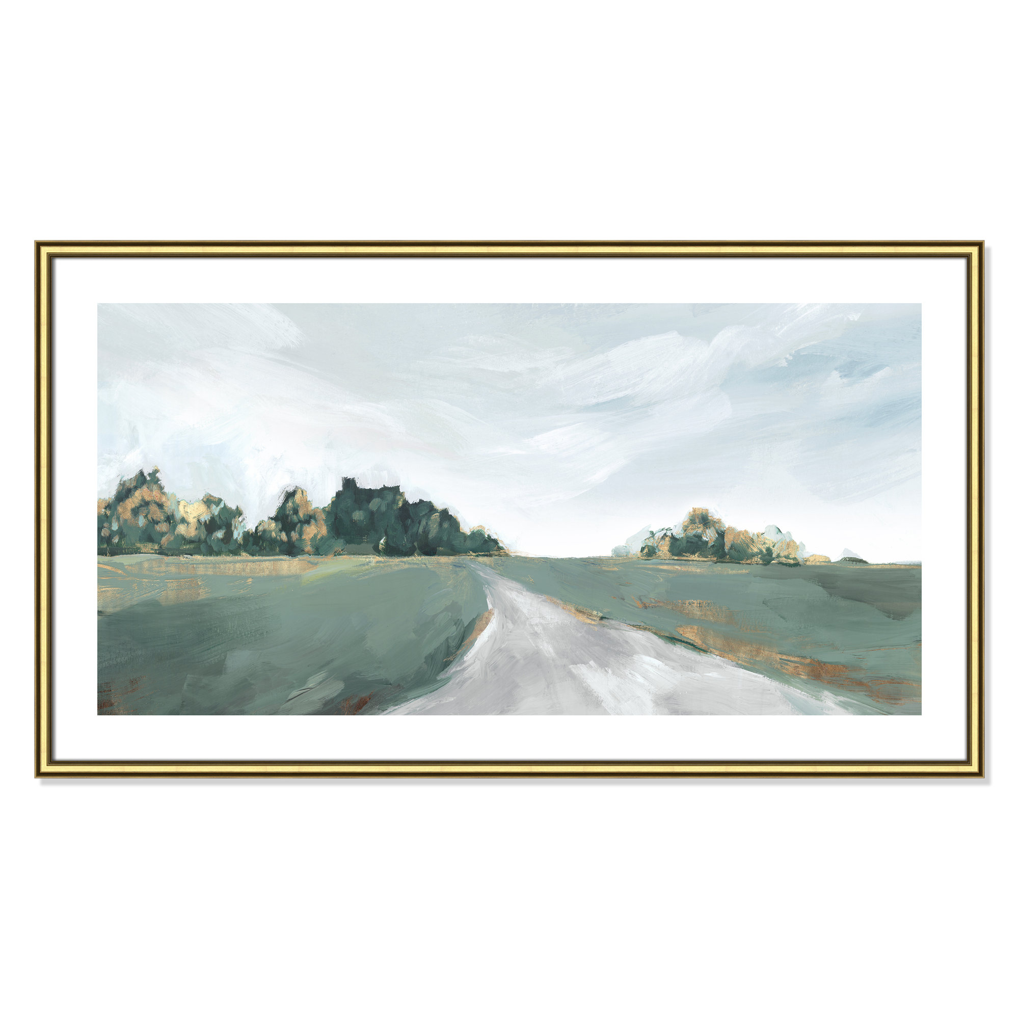 Field of Dreams by Isabelle Z - Painting Print, Picture Framed Paper, 23.5" H x 41.5" W, Gold Bead