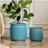 Handmade Ceramic Flower Pot Set of 3, 15/12/9 Inch Diameter, Blue with Geometric Pattern, for Orchids Indoor/Outdoor Use on Windowsill & Bookshelf, Breathable Clay-391651852
