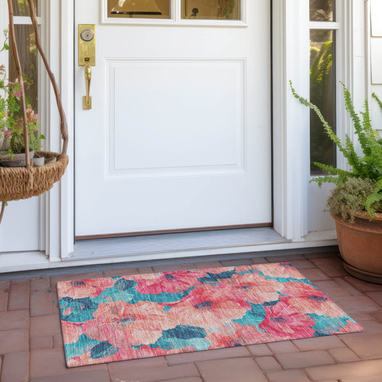 Wade Logan® Machine Washable Indoor/Outdoor Claudian ACN1547 Salmon Rug ...