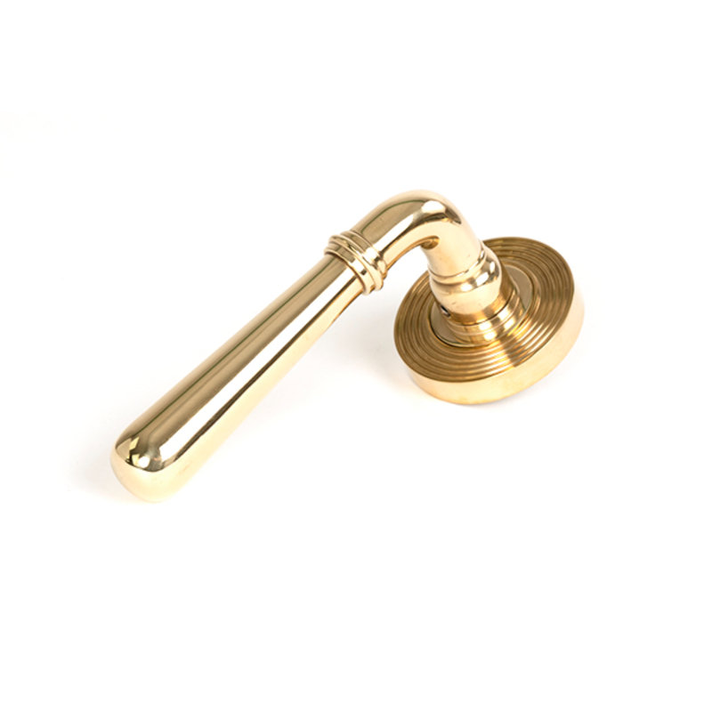 Polished Marine SS (316) Newbury Lever On Rose Set (Beehive) - Unsprung, Polished Brass