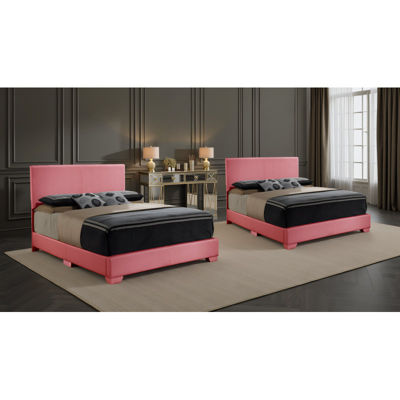 Ensemble de 2 lits doubles en similicuir Anvers, Double, Rose