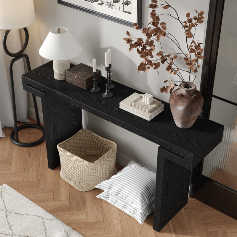 Table d'appoint 60 pouces rustique, style campagnard rustique en bois patiné, noir | Idée de cadeau