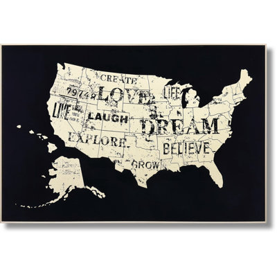 Art mural sur toile Inspiration Across America - 47 po x 32 po - Cadre doré champagne