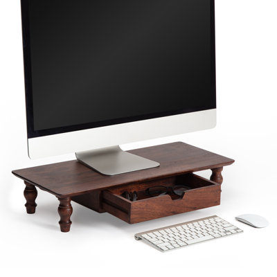 Bascum Wood Monitor Stand with Drawer