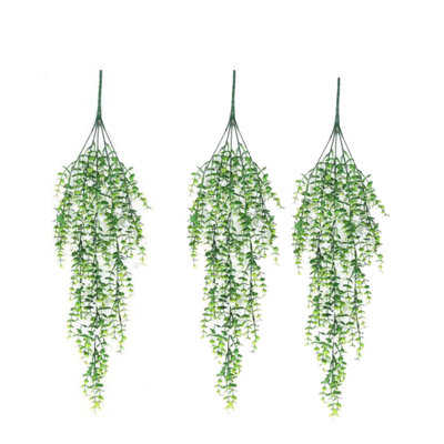 Plantes artificielles suspendues Faux plante suspendue Faux feuille d'eucalyptus Verdure Vigne Plantes extérieures en plastique Maison Jardin Fête de mariage Décorations intérieures et extérieures 3 pièces