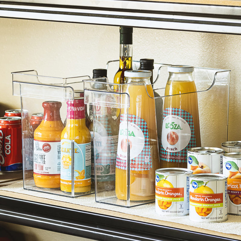 Rangement pour bouteilles à roulettes - Organisateur de garde-manger sous évier à 2 tailles avec roulettes et poignées - Contenants de rangement en plastique transparent