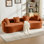 Causeuse incurvée, petit canapé en chenille avec 3 coussins, canapé profond pour appartement, salon, aucun assemblage requis