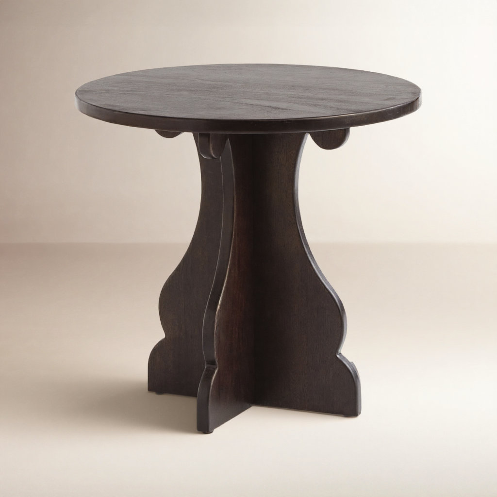 Abrielle Solid Wood End Table, Black Brown
