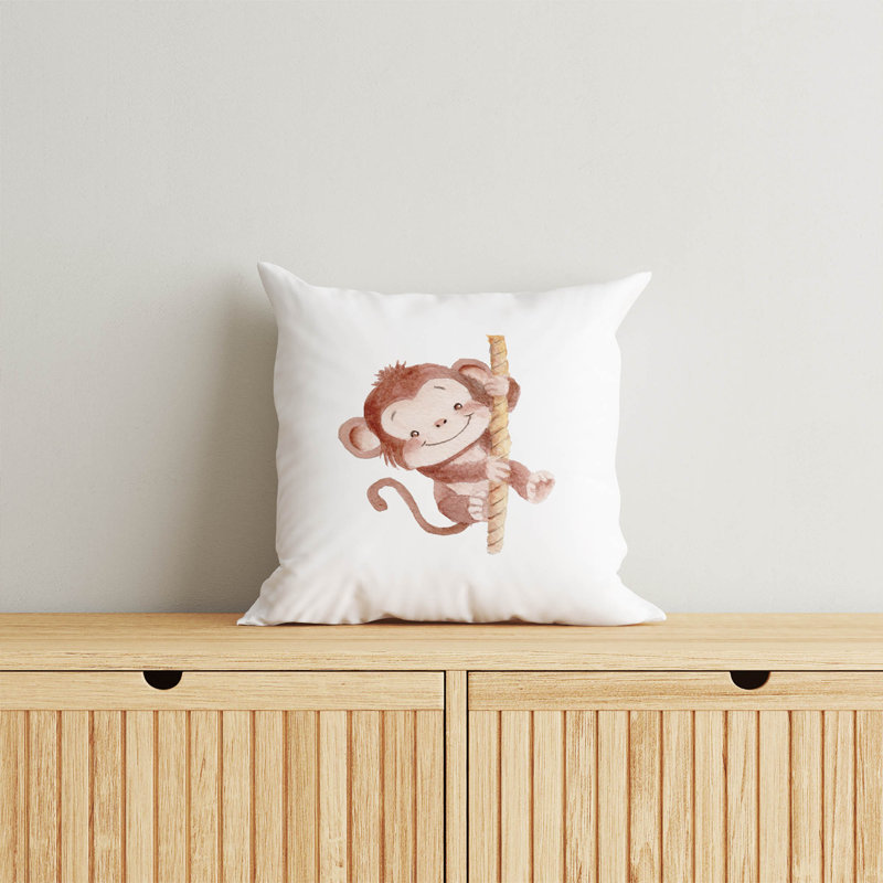 Coussin Monkey Fun, Carré 16 po