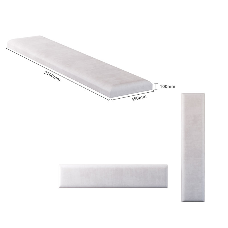 Natalia 45cm x 210cm Upholstered Wall Paneling, Light Silver