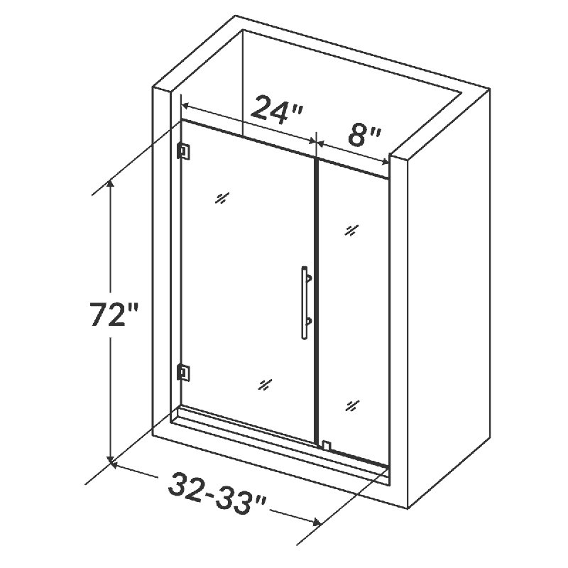 Portes de douche à charnière 32" x 72" avec panneau latéral Ultra-E