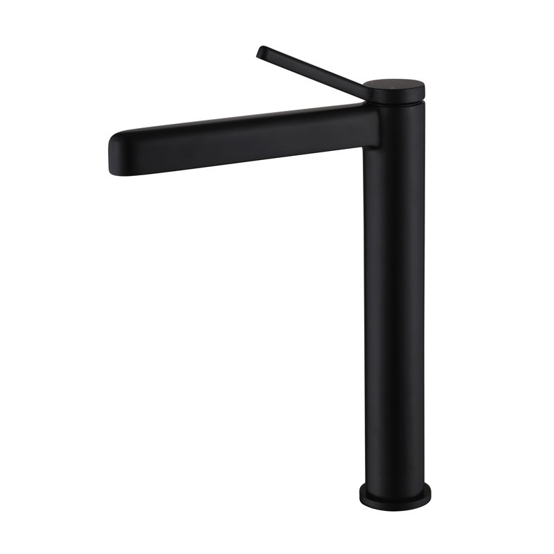 Modern Single Handle Bathroom Vessel Sink Faucet, 12.3" Height With Removable Aerator, Matte Black