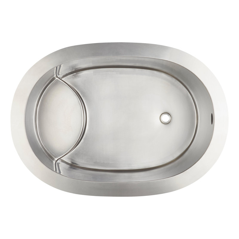 Raksha 48" Stainless Steel Japanese Soaking Tub with Pre-Drilled Overflow Hole - Less Drain