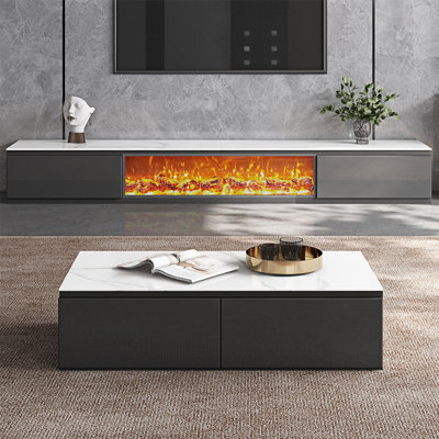 Table basse simple et luxueuse avec rangement en ardoise