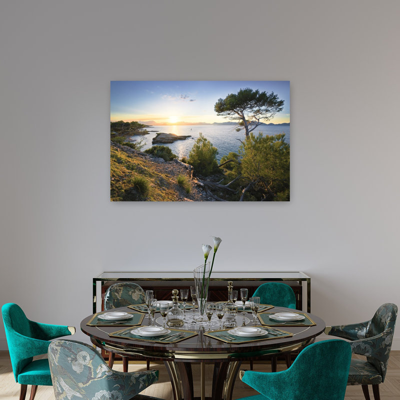 Reproduction d'art mural paysage méditerranéen abstrait paysage côtier, 32" H x 48" W