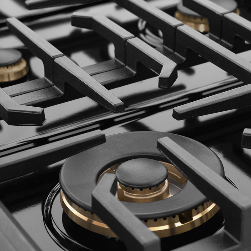 ZLINE Designer 36 in. Paramount Gas Rangetop in Black Satin Steel with Black and Bronze Accents, Polished Gold