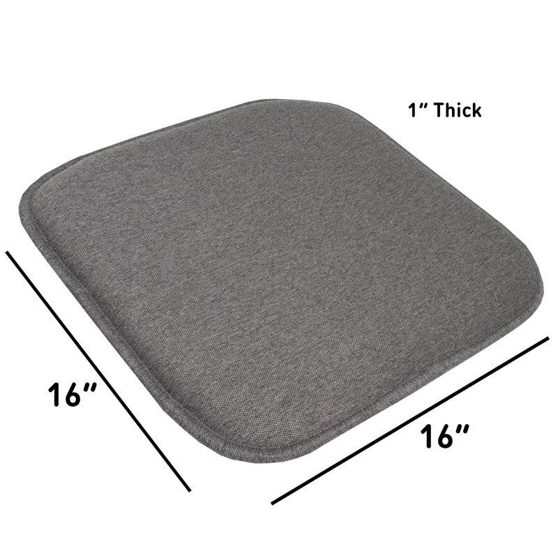 Charlotte Jacquard Memory Foam No Slip Back 16" x 16" Chair Pad Cushion, Gray, 4-Pack