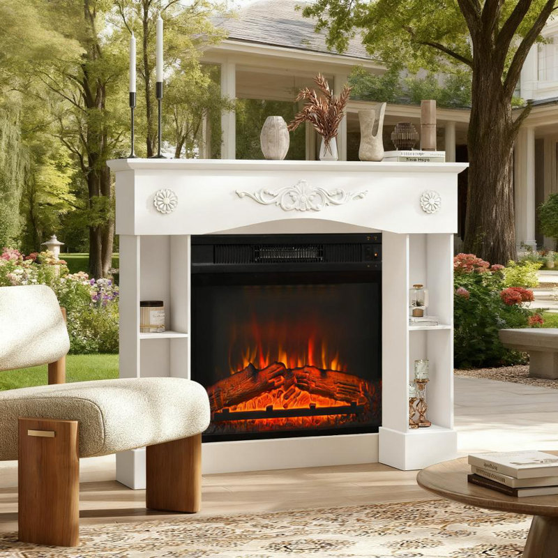 Freestanding Fireplace Mantel Surround With Legs - Custom-Fit For Electric Fireplaces (Sturdy Construction)
