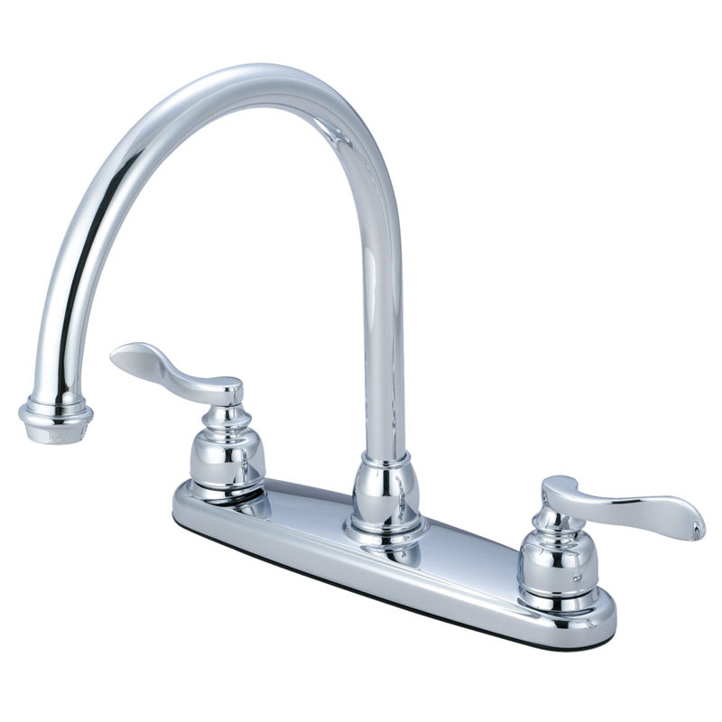 Kingston Brass NuWave French Two-Handle 8" Centerset Kitchen Faucet, Without Spray