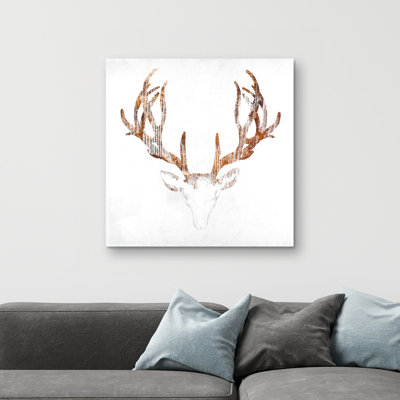 Wood looking deer head - 32"x32" art on canvas