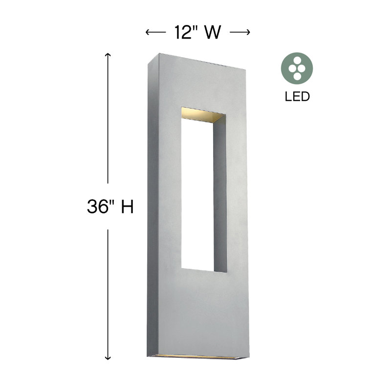 Plafonnier encastré d'extérieur en verre givré Atlantis, H 36 po x l 12 po x P 4 po, Titane