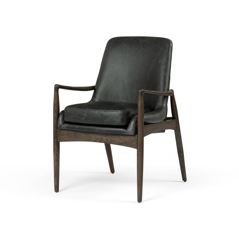 Lajarvis 21.46'' H Teddy Upholstered Armchair, Black Genuine Leather