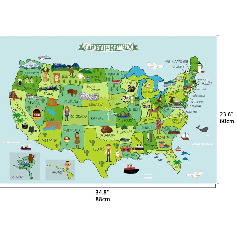 Décalcomanie murale carte des états-unis