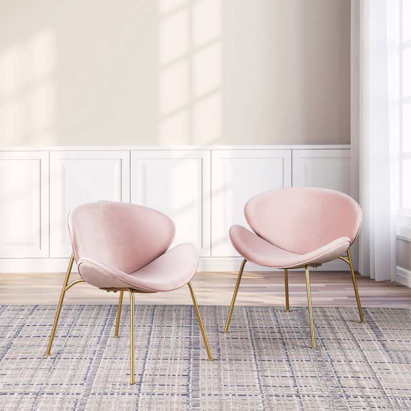 Kuhlman Velvet Side Chair Dining Chair, Pink