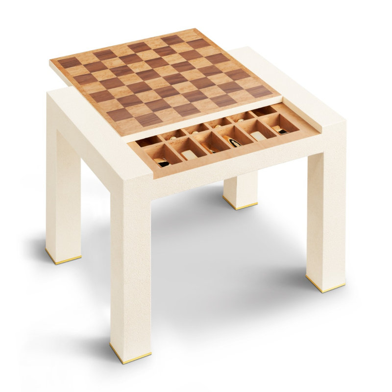 Shagreen Chess Side Table, Cream