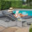 Damne 195cm Long Reclining Single Chaise with Cushions and Table