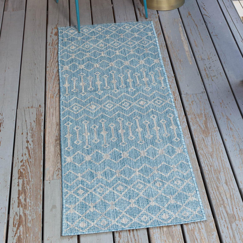 Kimber Geometric Indoor / Outdoor Rug, Runner 2' x 8'