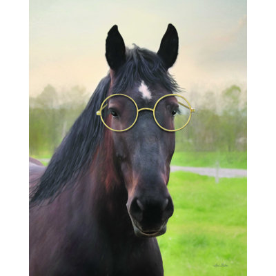 Cheval avec lunettes rondes - reproduction sur toile