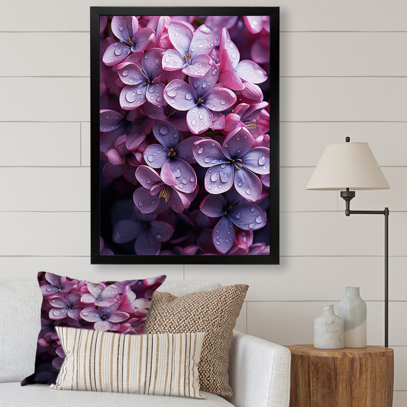 «Flowers Whispering Lilacs» sur impression sur toile, H 44 po x l 34 po x P 1,5 po, Cadre photo noir