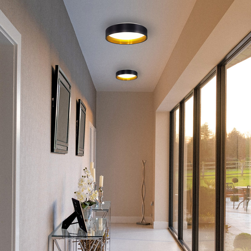 Newville LED Flush Mount, Black/Gold