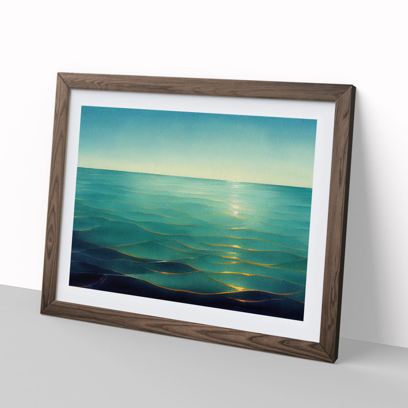Golden Ocean Framed Print, 25cm H x 34cm W x 2cm D, Walnut Framed