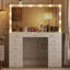 Coiffeuse avec miroir, 11 tiroirs, station de charge, 3 modes d'éclairage-465836688