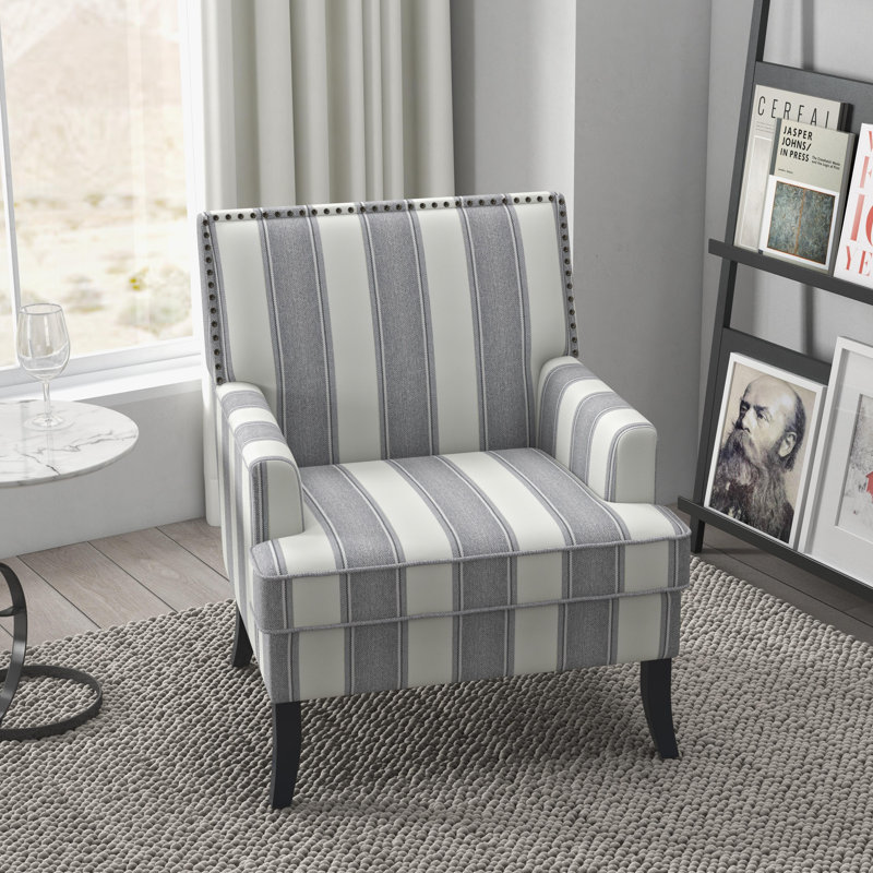Kreitzer Upholstered Armchair, Gray Stripe 100% Polyester