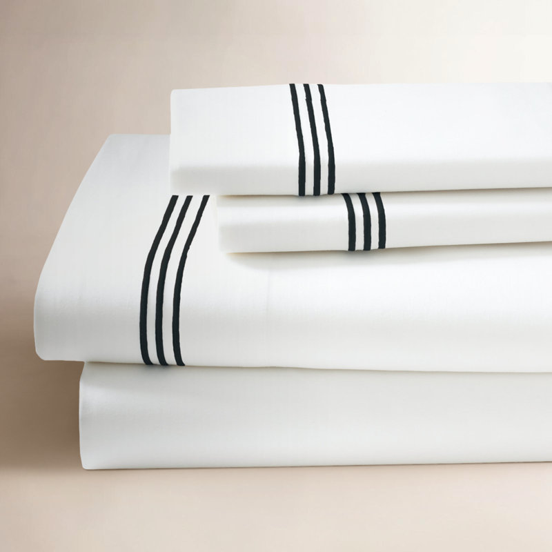 Malik Cotton Blend Percale, Black, Queen Pillowcase