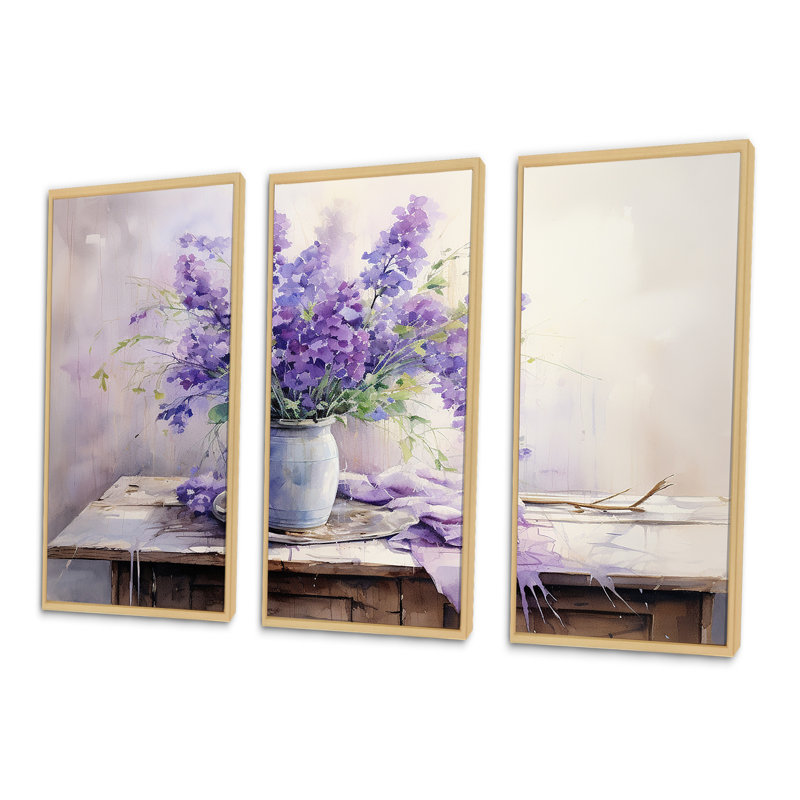 «Violets Farmhouse Still Life - Violets», ensemble de reproduction d'art mural, H 32 po x l 48 po x P 1 po