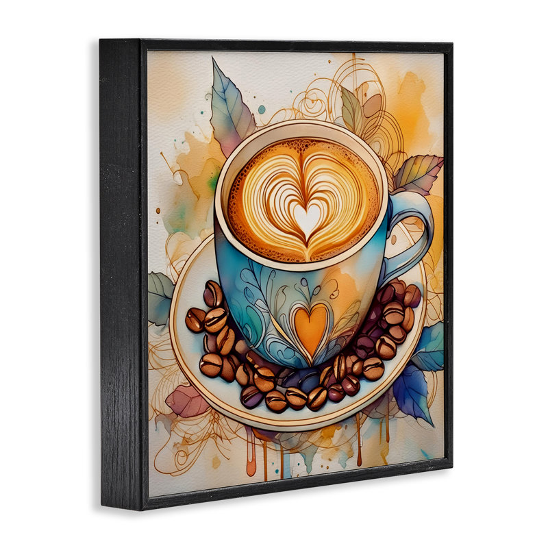  «Modern Café Latte», art de la giclée encadrée par Alina Georgescu, H 17 po x l 17 po, Giclée encadrée noir minuit