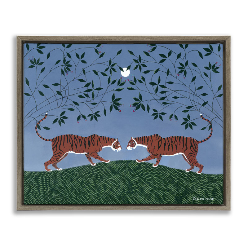 Cadre flottant Twilight Tigers Symmetry, design par Susan Henke, H 25 po x l 31 po, Cadre flottant orme Montalcino