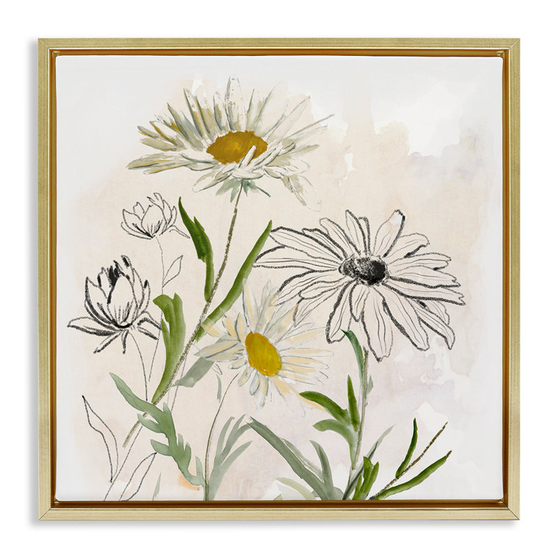 Pure Simplicity Flowers Floating Frame, design by Jacob Q, 25" H x 25" W, Metallic Gold Floater Frame