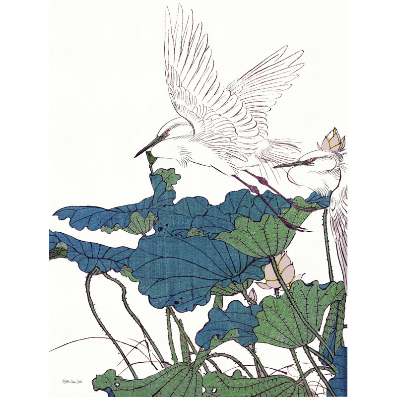 Aigrette en vol - reproduction d'art sur toile tendue, H 16 po x l 12 po