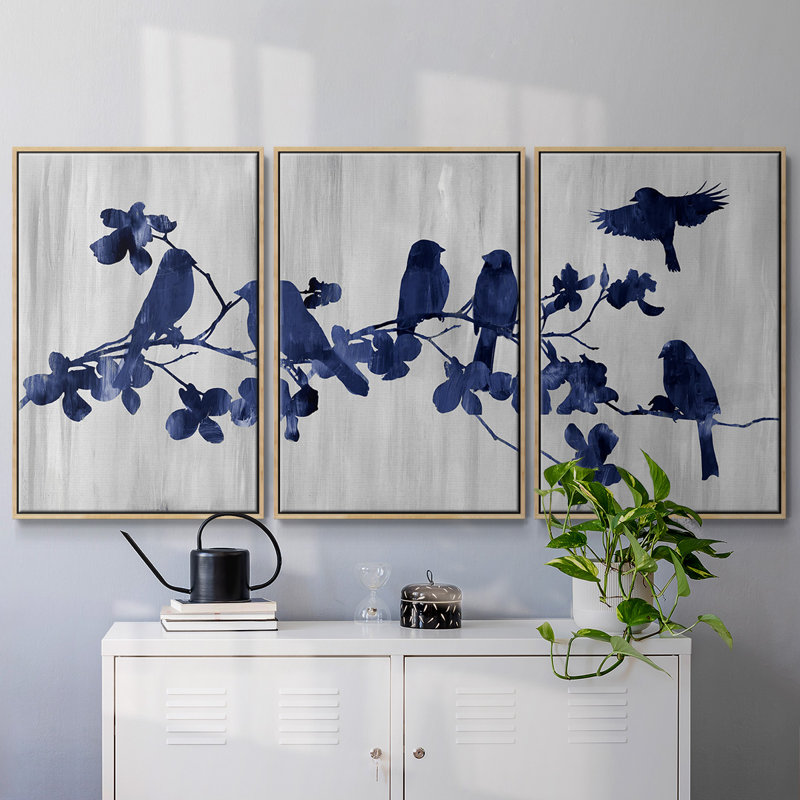Indigo Hangout, impression sur toile 3 pièces, Naturel, H 40 po x l 78 po x P 2 po