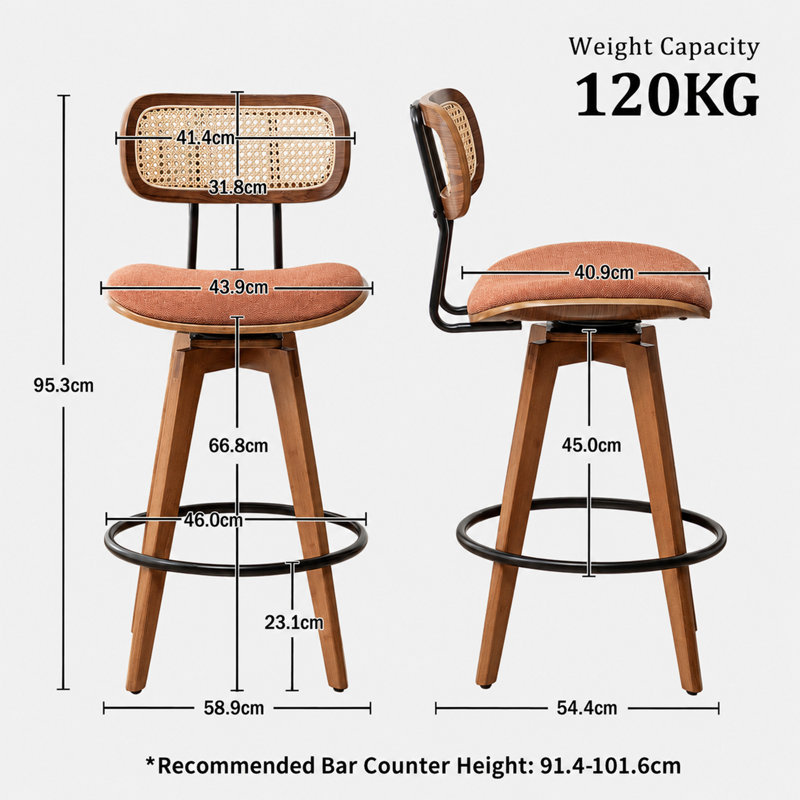 Sirine 66.8cm Swivel Bar Stool, Orange